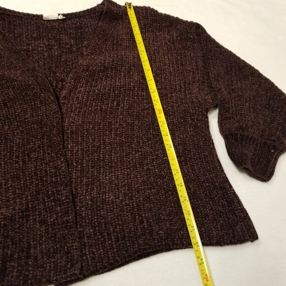 Velvet Purple Slouchy Open Chunky Knit Cardigan Sweater Soft Warm & Cozy Medium - Picture 13 of 14